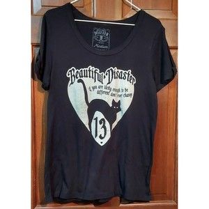 Beautiful Disaster Women's Short Sleeve Made in USA Black T-Shirt Size M